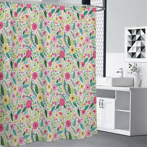 Girly Spring Flower Pattern Print Shower Curtain