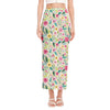 Girly Spring Flower Pattern Print Side Slit Maxi Skirt