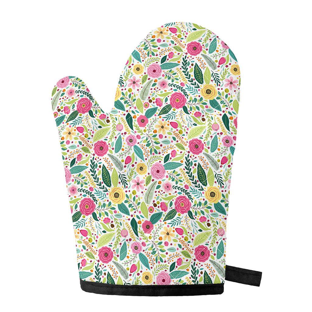 Girly Spring Flower Pattern Print Single Oven Mitt