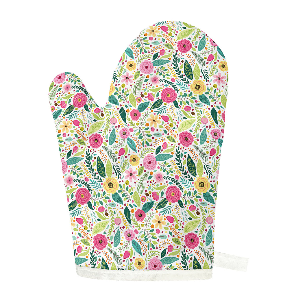 Girly Spring Flower Pattern Print Single Oven Mitt