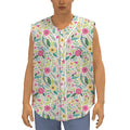 Girly Spring Flower Pattern Print Sleeveless Baseball Jersey