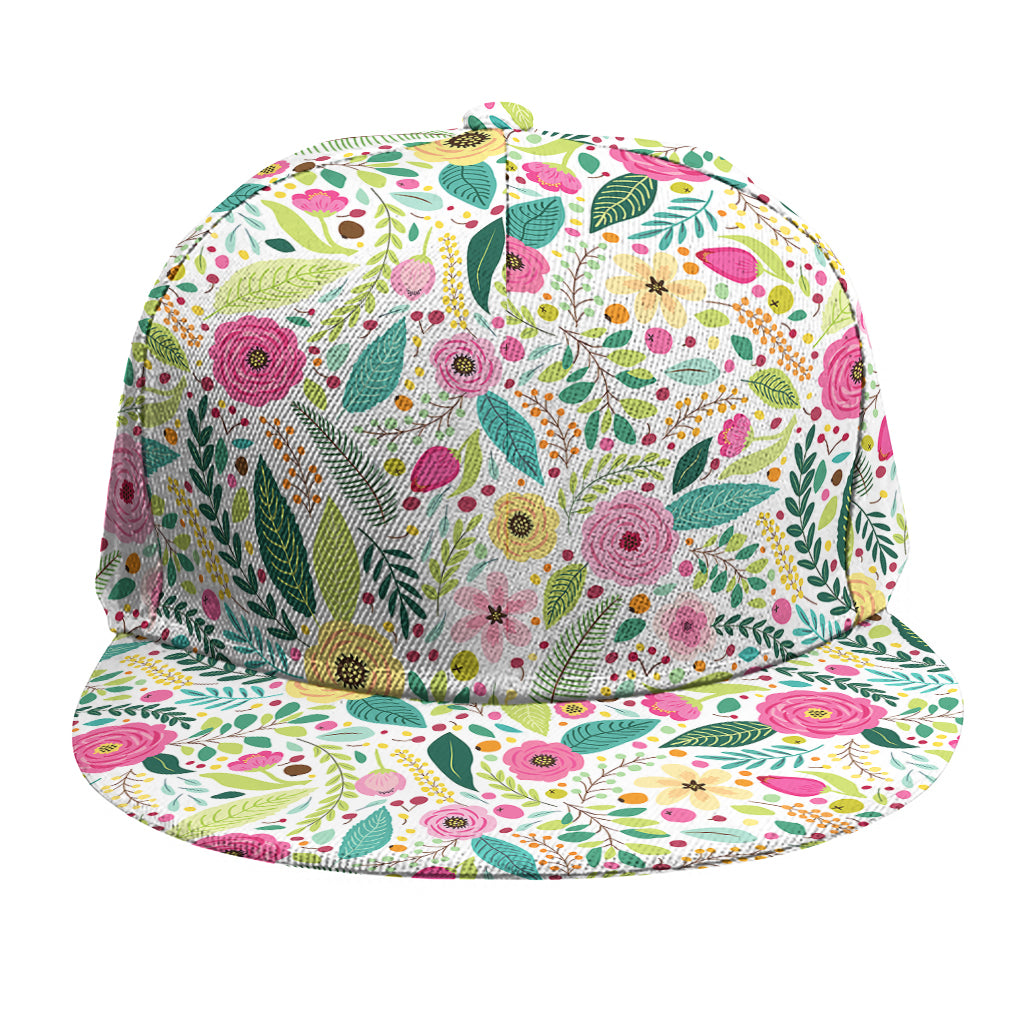 Girly Spring Flower Pattern Print Snapback Cap