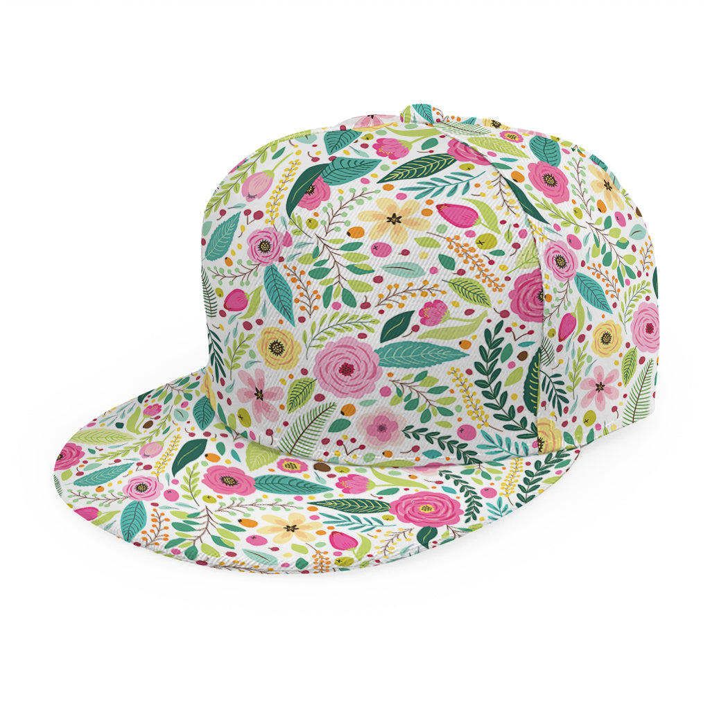 Girly Spring Flower Pattern Print Snapback Cap