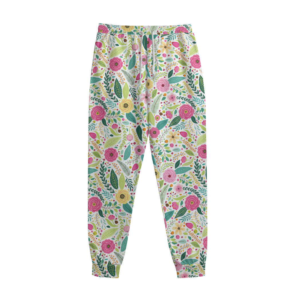 Girly Spring Flower Pattern Print Sweatpants