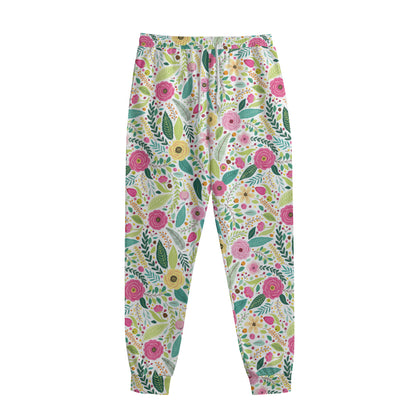 Girly Spring Flower Pattern Print Sweatpants
