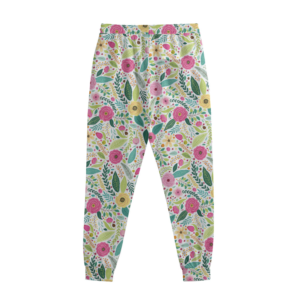 Girly Spring Flower Pattern Print Sweatpants