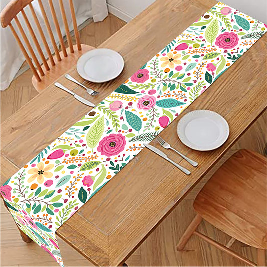 Girly Spring Flower Pattern Print Table Runner