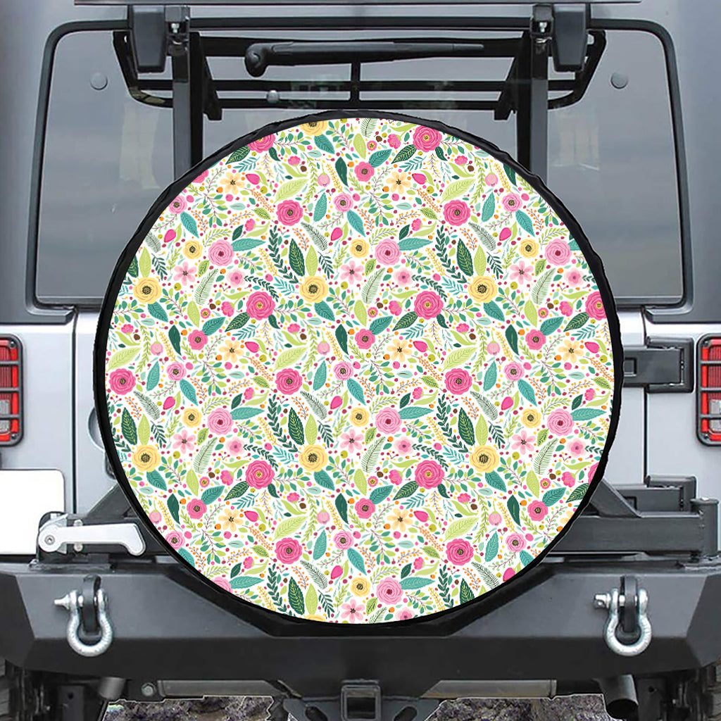 Girly Spring Flower Pattern Print Tire Cover