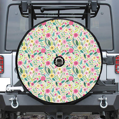 Girly Spring Flower Pattern Print Tire Cover With Camera Hole