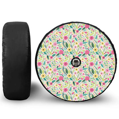 Girly Spring Flower Pattern Print Tire Cover With Camera Hole