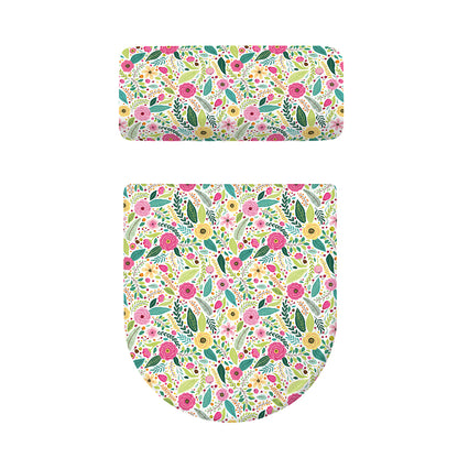 Girly Spring Flower Pattern Print Toilet Lid And Tank Cover Set