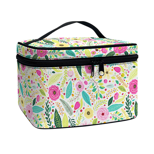 Girly Spring Flower Pattern Print Travel Makeup Bag