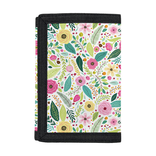 Girly Spring Flower Pattern Print Trifold Wallet