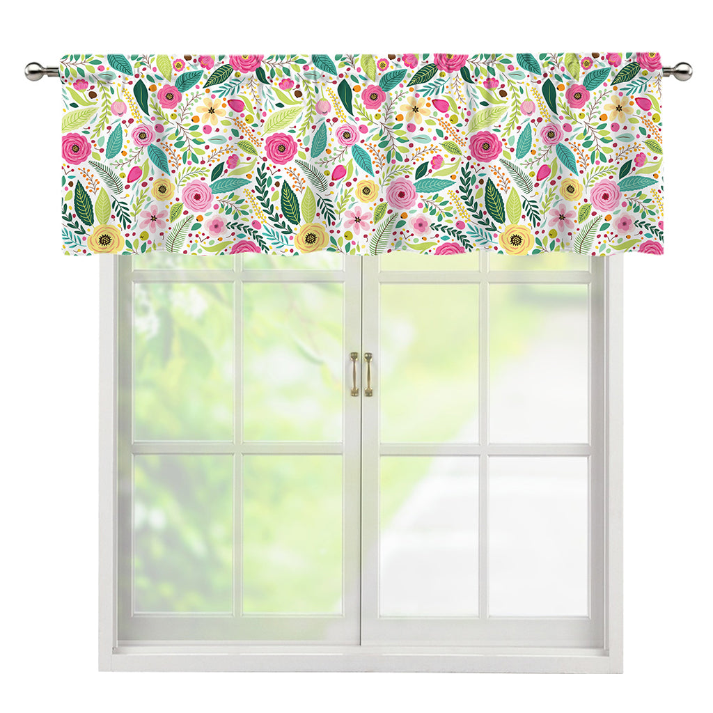 Girly Spring Flower Pattern Print Window Valance