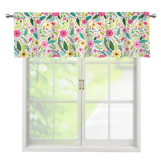 Girly Spring Flower Pattern Print Window Valance