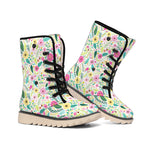 Girly Spring Flower Pattern Print Winter Boots