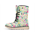 Girly Spring Flower Pattern Print Winter Boots