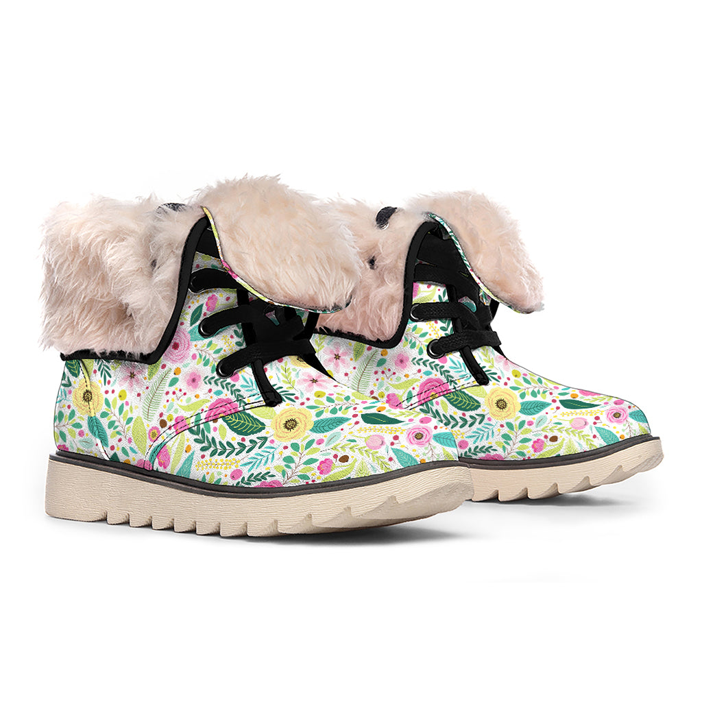 Girly Spring Flower Pattern Print Winter Boots