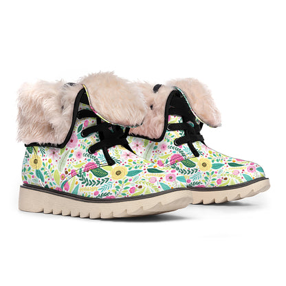 Girly Spring Flower Pattern Print Winter Boots