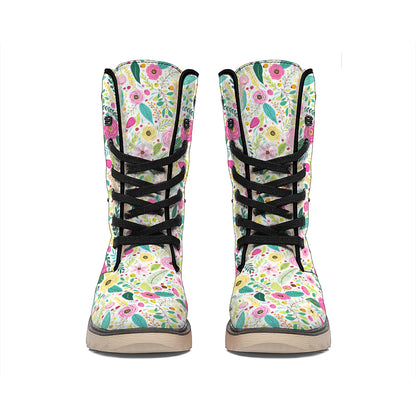 Girly Spring Flower Pattern Print Winter Boots