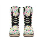 Girly Spring Flower Pattern Print Winter Boots
