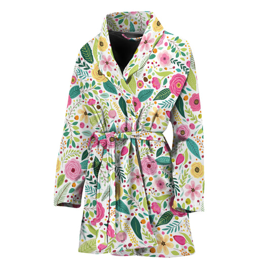 Girly Spring Flower Pattern Print Women's Bathrobe