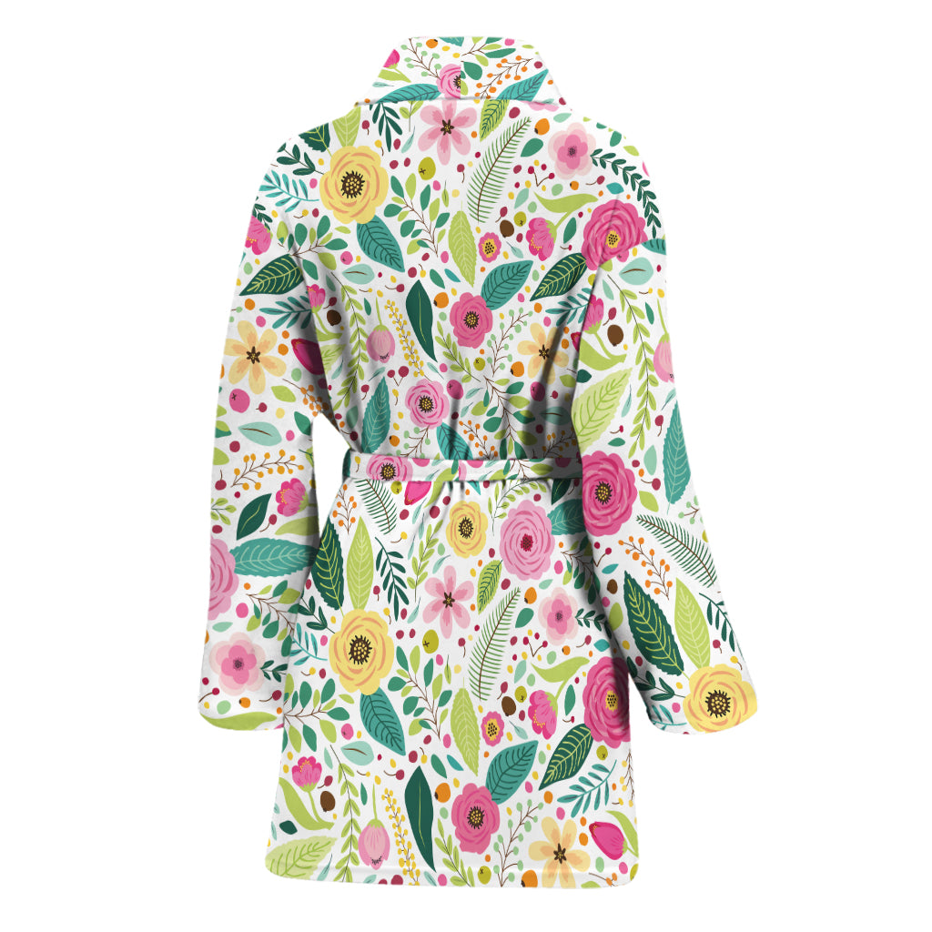 Girly Spring Flower Pattern Print Women's Bathrobe