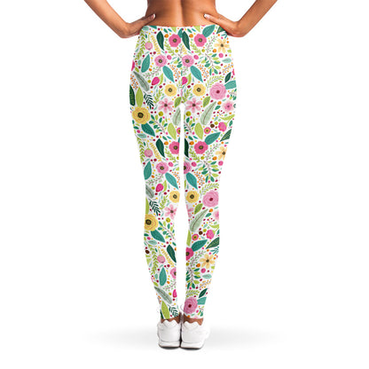 Girly Spring Flower Pattern Print Women's Leggings
