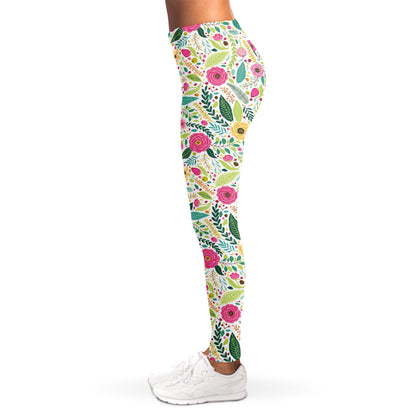 Girly Spring Flower Pattern Print Women's Leggings
