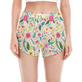 Girly Spring Flower Pattern Print Women's Split Running Shorts