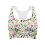 Girly Spring Flower Pattern Print Women's Sports Bra