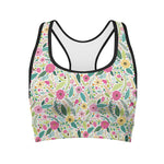Girly Spring Flower Pattern Print Women's Sports Bra