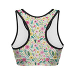 Girly Spring Flower Pattern Print Women's Sports Bra