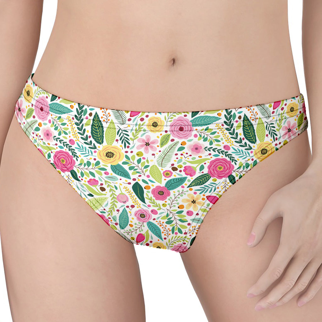 Girly Spring Flower Pattern Print Women's Thong