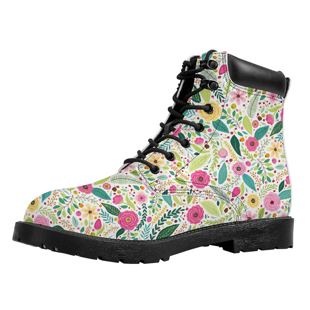 Girly Spring Flower Pattern Print Work Boots