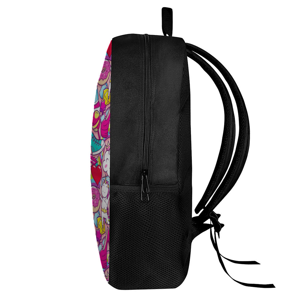 Girly Unicorn Cartoon Pattern Print 17 Inch Backpack