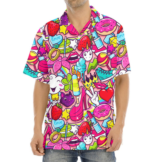 Girly Unicorn Cartoon Pattern Print Aloha Shirt