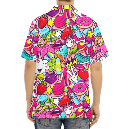 Girly Unicorn Cartoon Pattern Print Aloha Shirt