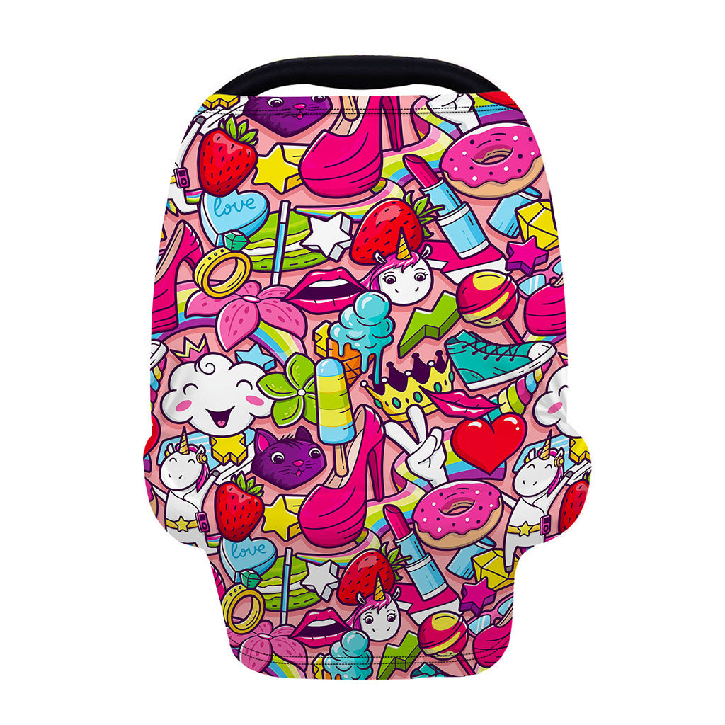 Girly Unicorn Cartoon Pattern Print Baby Seat Cover