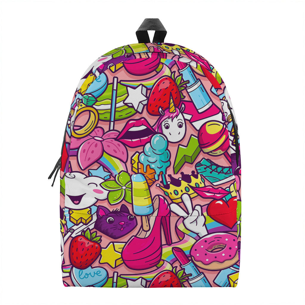 Girly Unicorn Cartoon Pattern Print Backpack