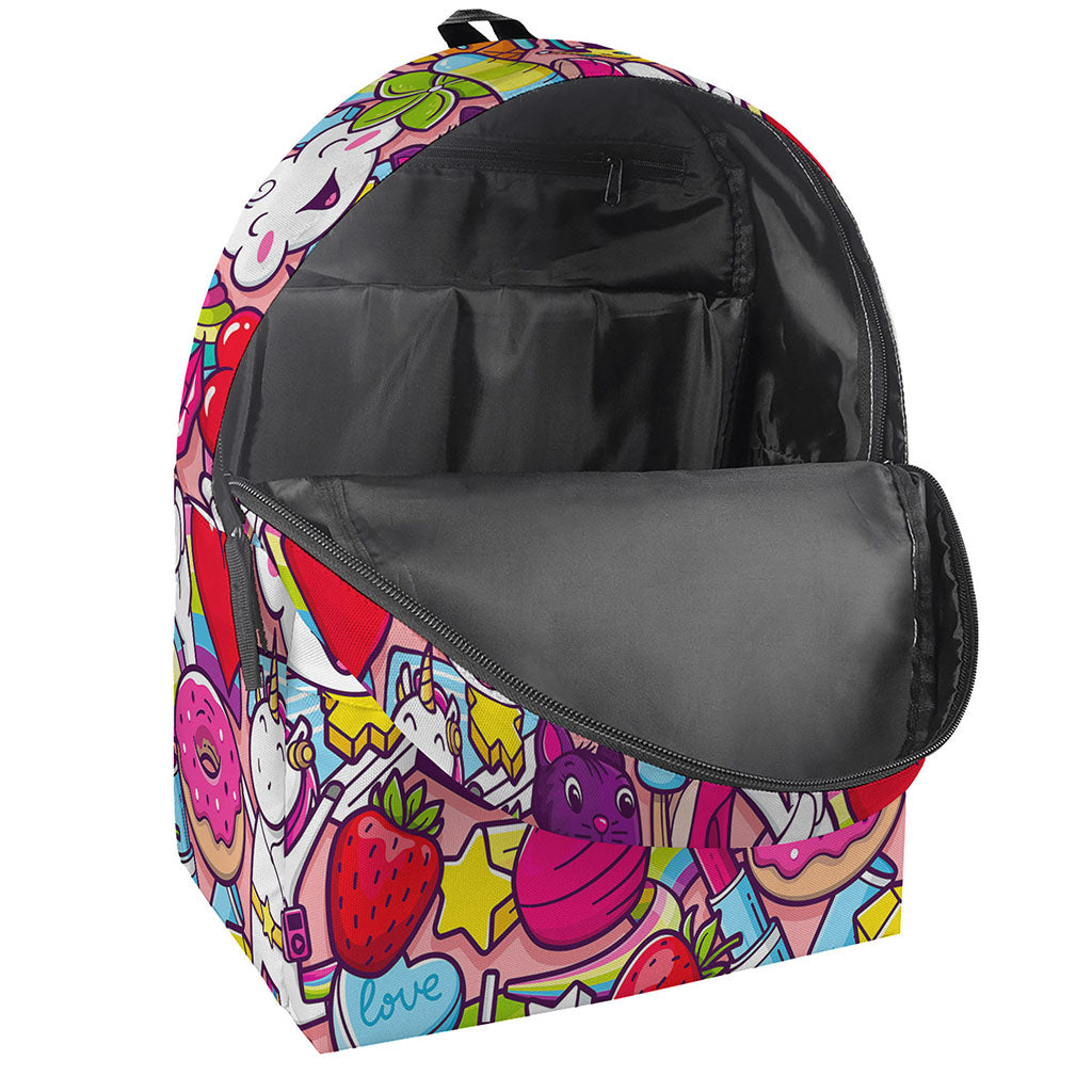 Girly Unicorn Cartoon Pattern Print Backpack