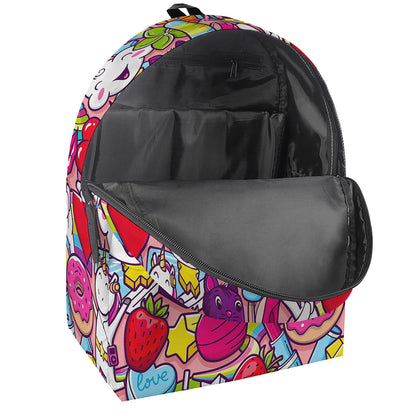 Girly Unicorn Cartoon Pattern Print Backpack