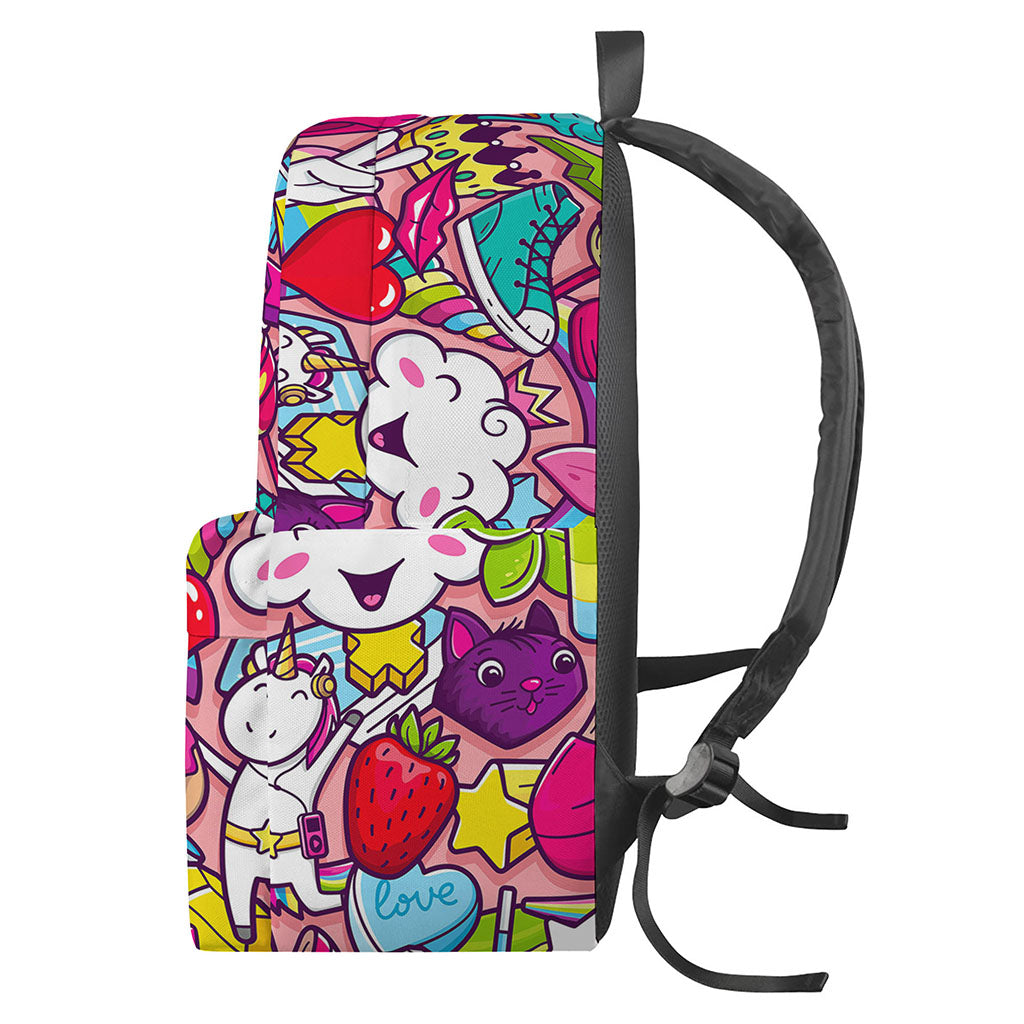 Girly Unicorn Cartoon Pattern Print Backpack