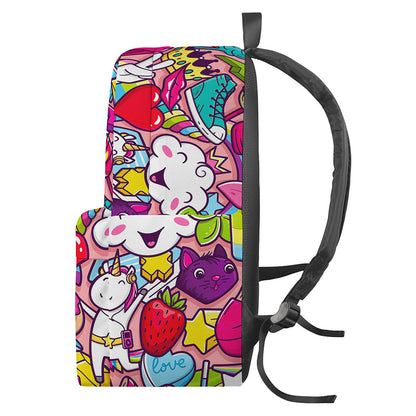 Girly Unicorn Cartoon Pattern Print Backpack