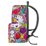 Girly Unicorn Cartoon Pattern Print Backpack