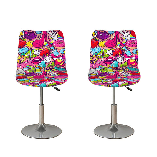Girly Unicorn Cartoon Pattern Print Bar Stool Covers