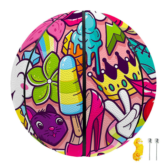 Girly Unicorn Cartoon Pattern Print Basketball