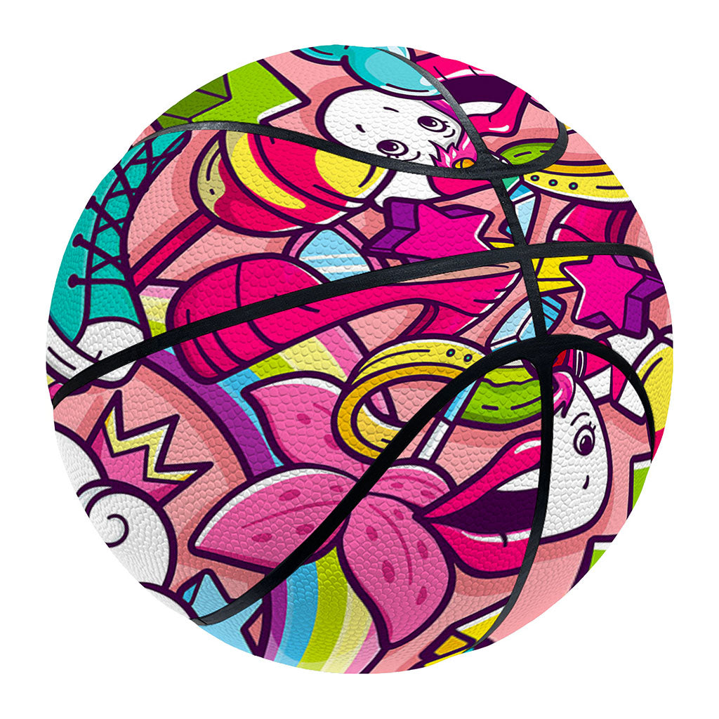 Girly Unicorn Cartoon Pattern Print Basketball