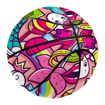 Girly Unicorn Cartoon Pattern Print Basketball