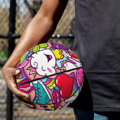 Girly Unicorn Cartoon Pattern Print Basketball